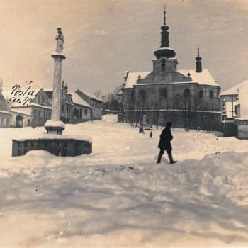 Zima 1929 v Mnichovicích u Prahy. Foto MěÚ Mnichovice