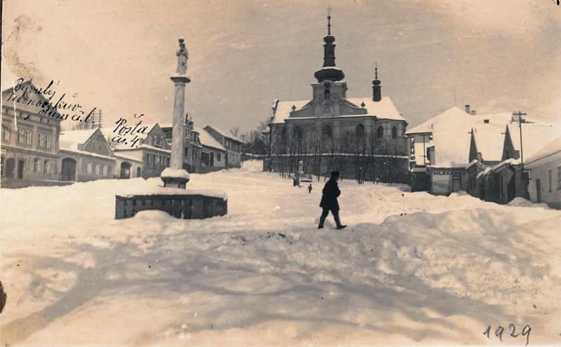 Zima 1929 v Mnichovicích u Prahy. Foto MěÚ Mnichovice