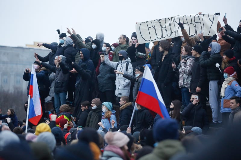 Protesty proti zatčení Alexeje Navalného proběhly i v Petrohradu.