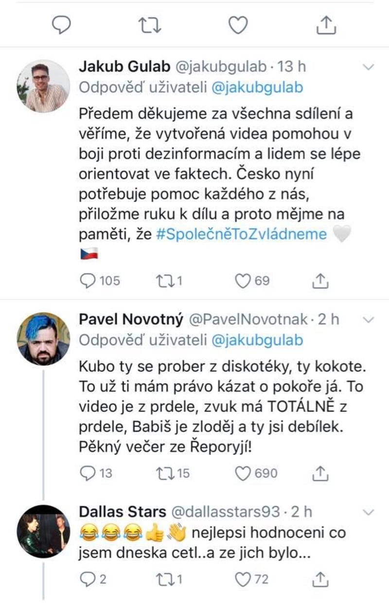 Pavel Novotný nakládá ve svém stylu. Pod ním reaguje bývalý hokejista Jiří Hrdina, jenž na Twitteru vystupuje pod jménem Dallas Stars.
