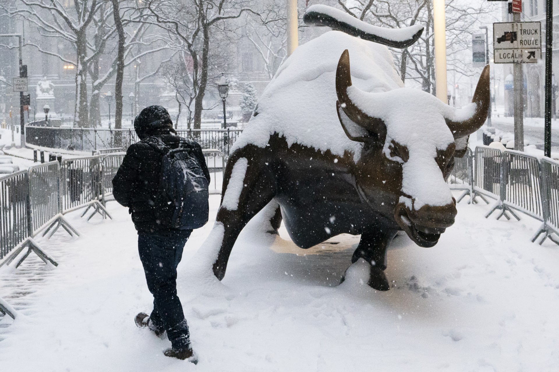 Pod sněhem je i slavná Wall Street