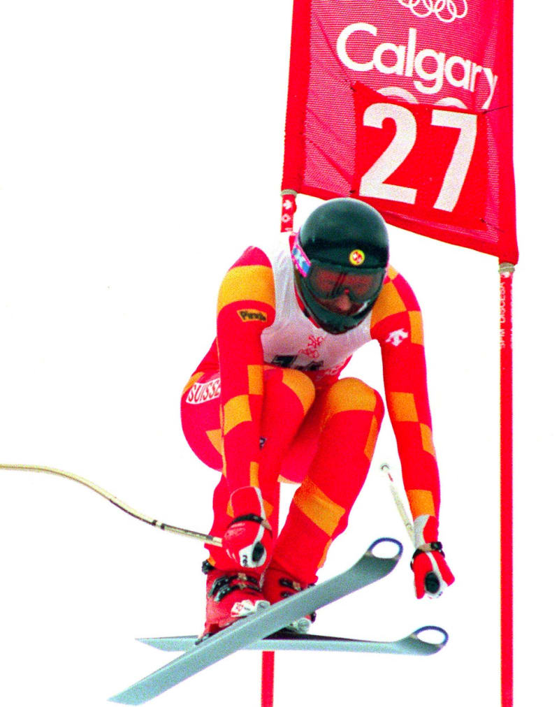 Pirmin Zurbriggen při olympijském sjezdu v Calgary v roce 1988