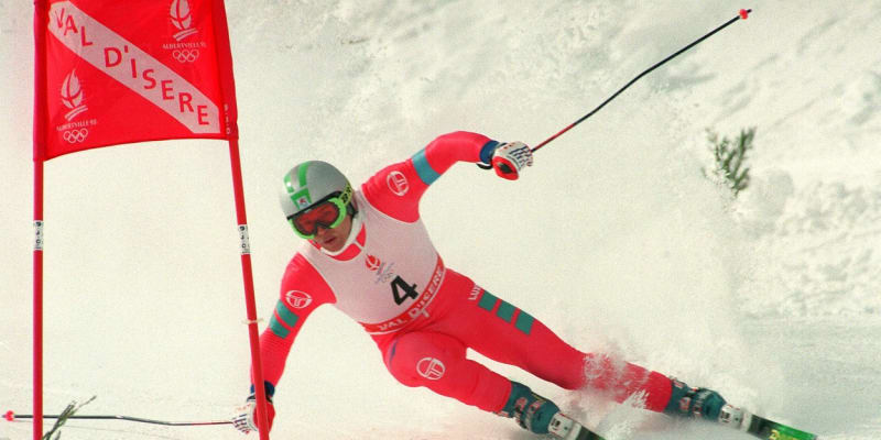 Marc Girardelli při olympijském sjezdu v Albertville v roce 1992