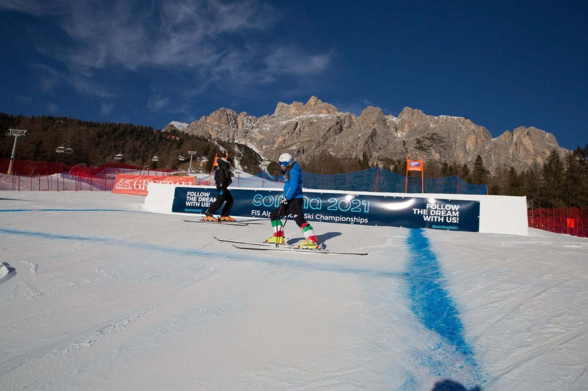 Cortina d´Ampezzo, dějiště mistrovství světa alpských lyžařů.