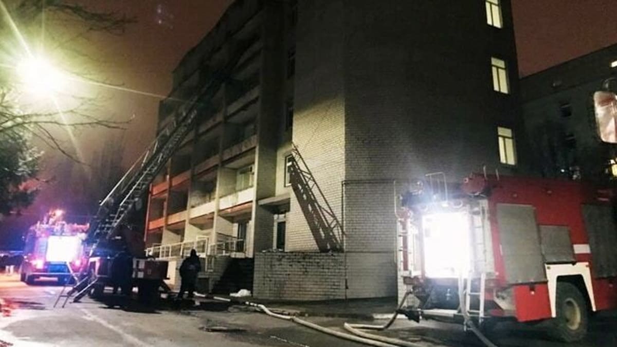 Požár ukrajinské nemocnice