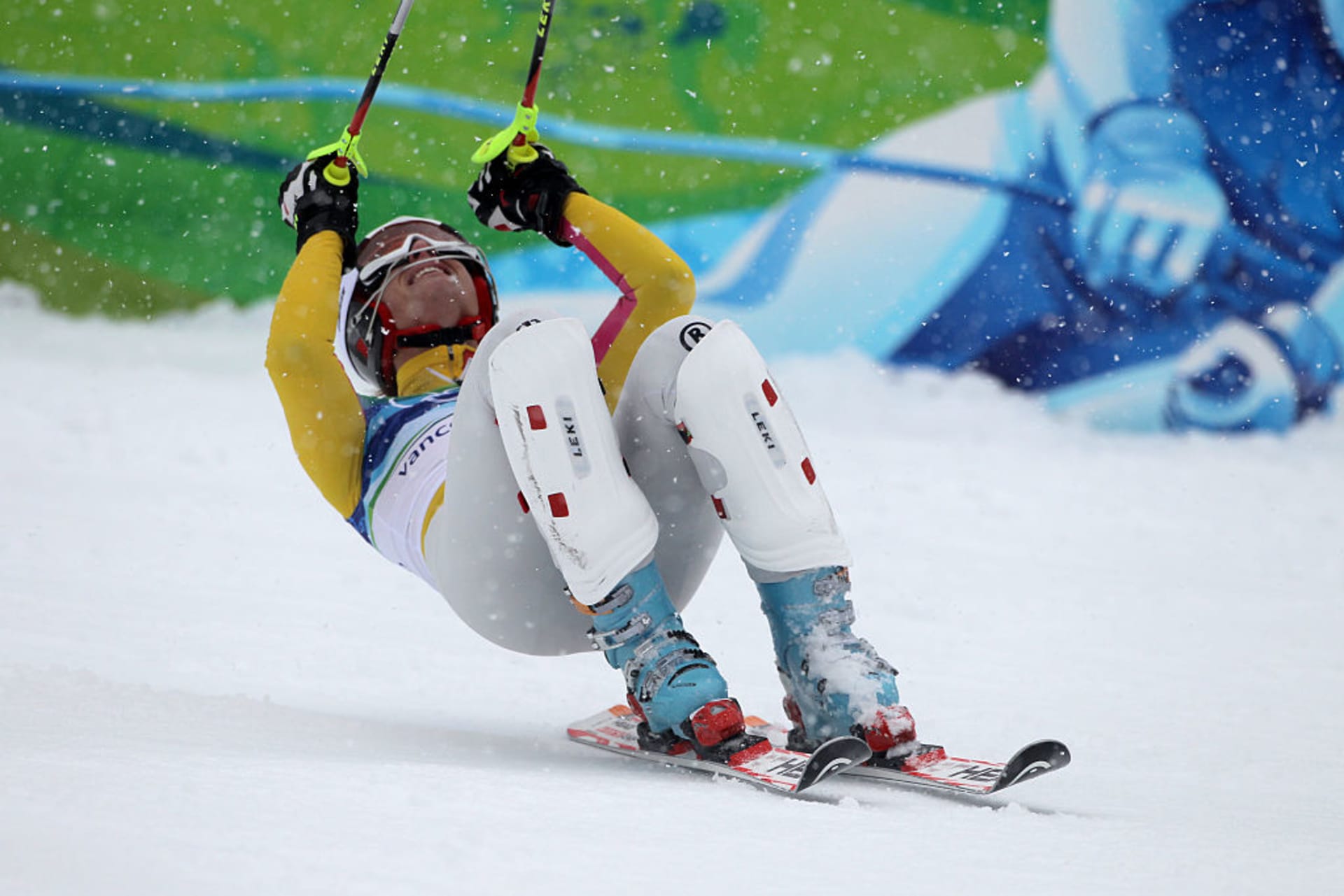 Maria Höflová-Rieschová se raduje ze své první zlaté olympijské medaile, kterou získala ze super kombinaci ve Vancouveru 2010. 