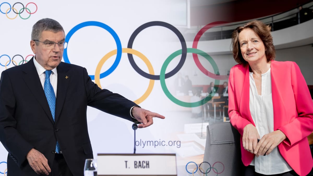 Thomas Bach, prezident Mezinárodního olympijského výboru, a šéfka sportovní komise německého parlamentu Dagmar Freitagová.