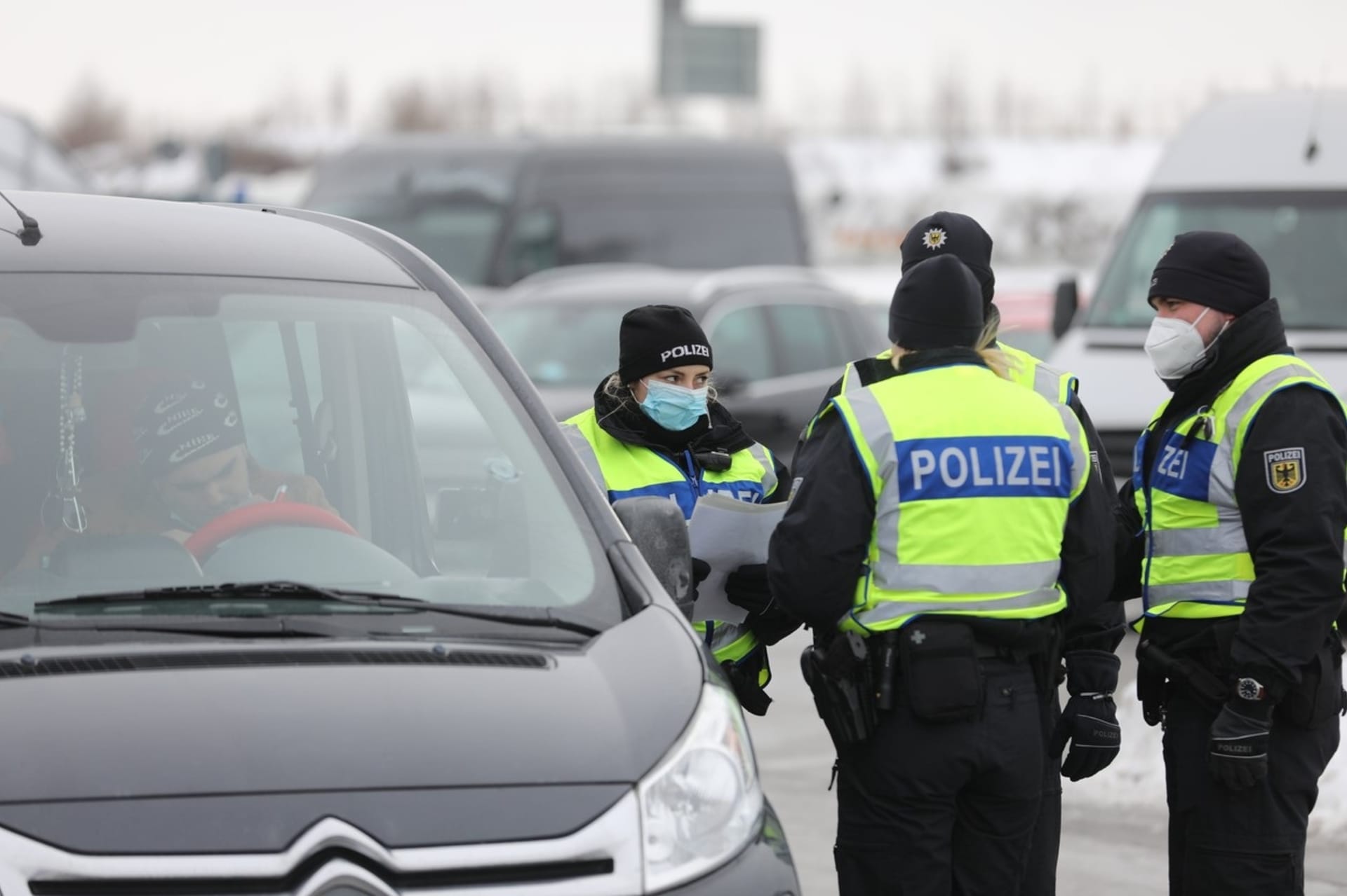 Policejní kontrola na hranici s Německem