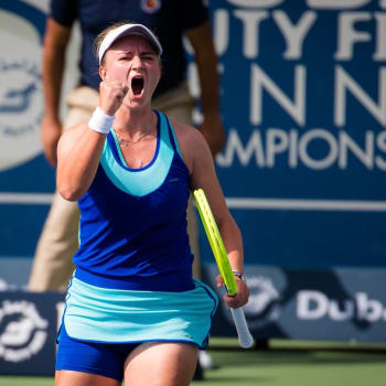 Radost české tenistky Barbory Krejčíkové na turnaji v Dubaji