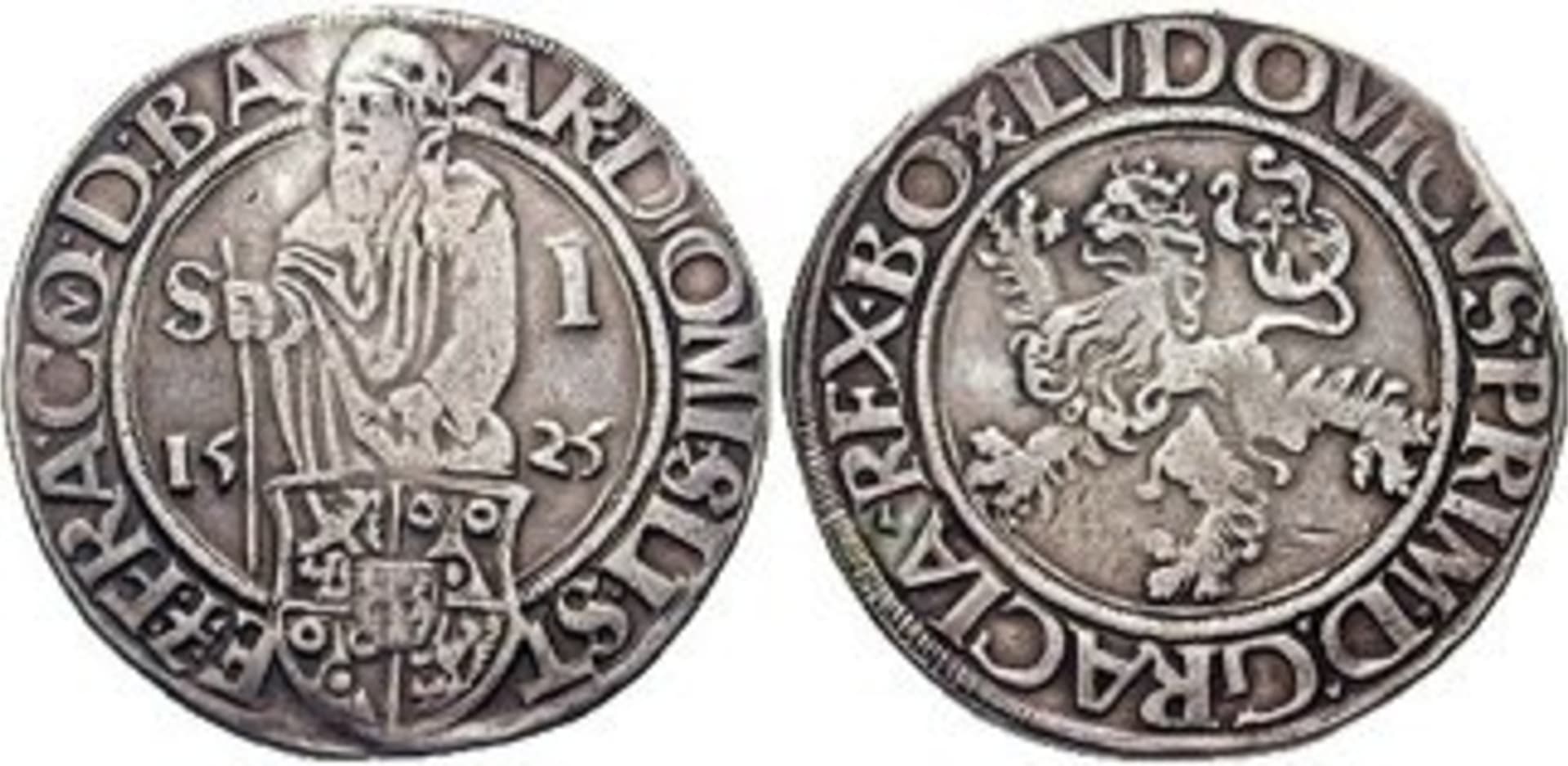 Původní jáchymovský tolar, mince z roku 1525