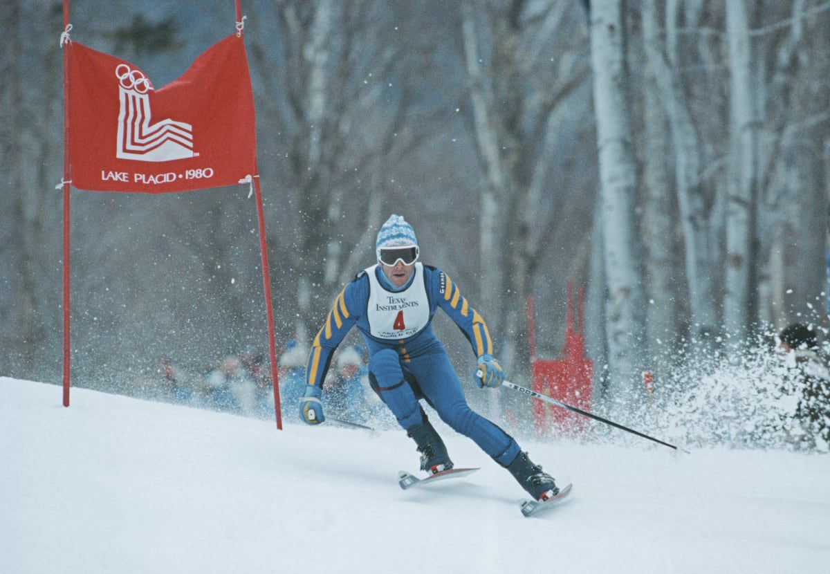 Ingemar Stenmark při zlaté jízdě na ZOH 1980 v Lake Placid