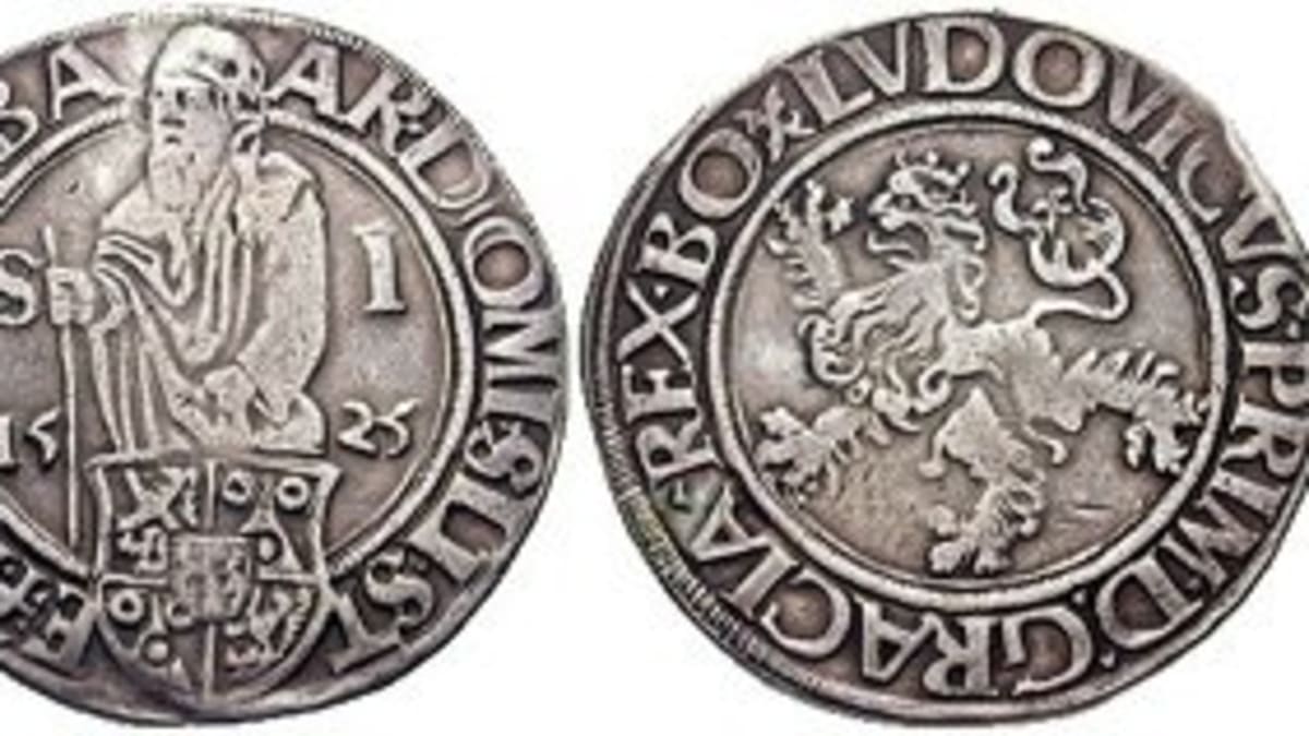 Původní jáchymovský tolar, mince z roku 1525