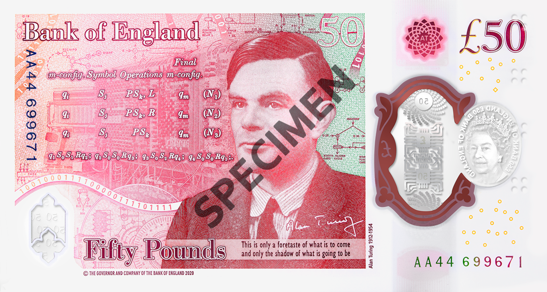 Rubovou stranu 50librové bankovky bude zdobit portrét Alana Mathisona Turinga.