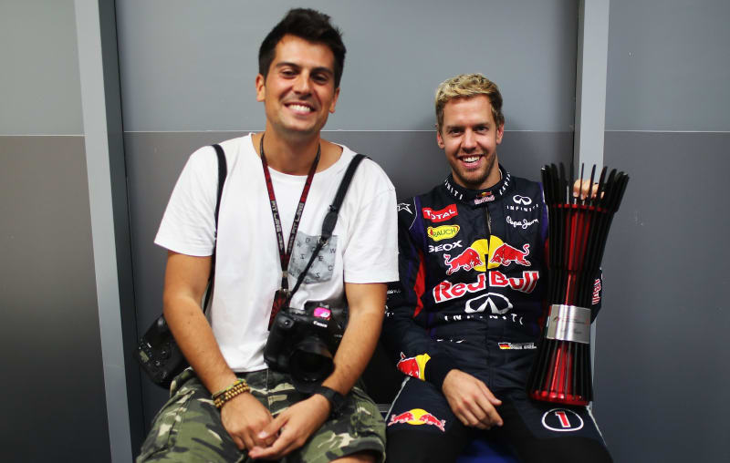Fotograf Vladimír Rys se čtyřnásobným mistrem světa Sebastianem Vettelem.