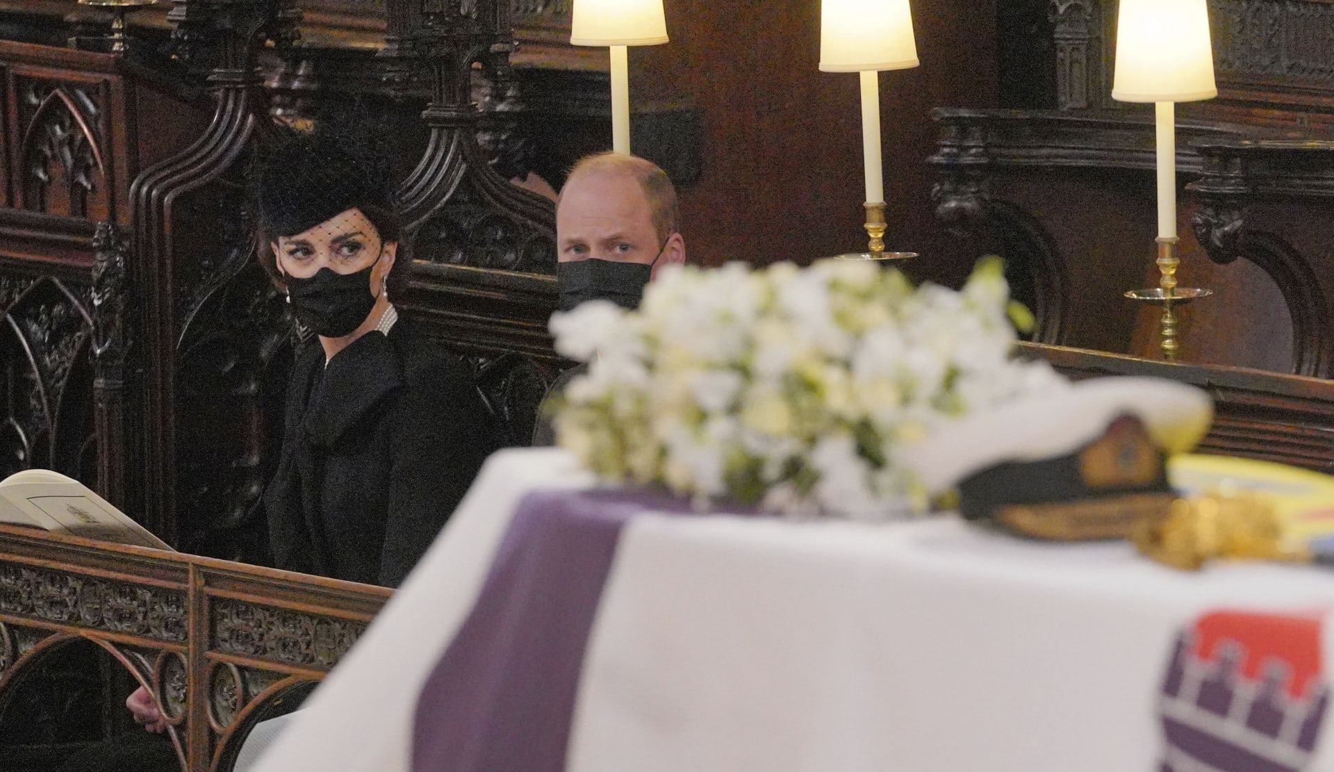 Kate a William na pohřbu prince Philipa