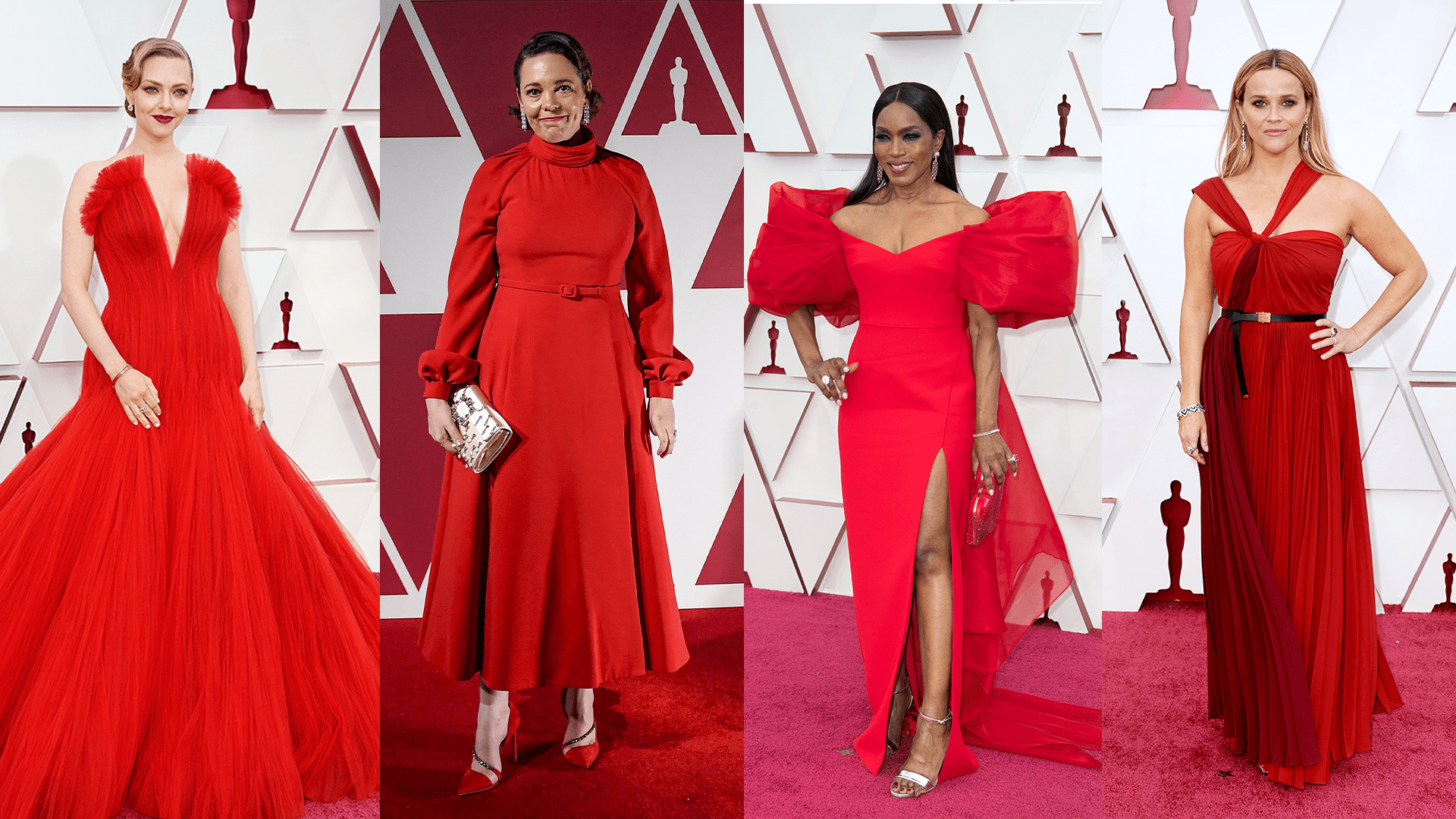 Předávání cen Oscar ovládla červená a rudá barva. Oblékly jí třeba herečky Reese Witherspoonová nebo Amanda Seyfriedová.