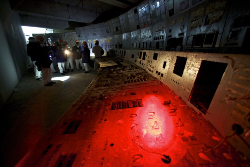 Trosky velínu reaktoru číslo 4 v Černobylu