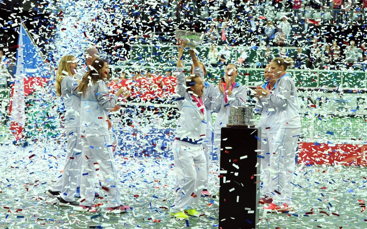 Finále Fed Cupu proti Rusku v roce 2015. Slavily Češky.