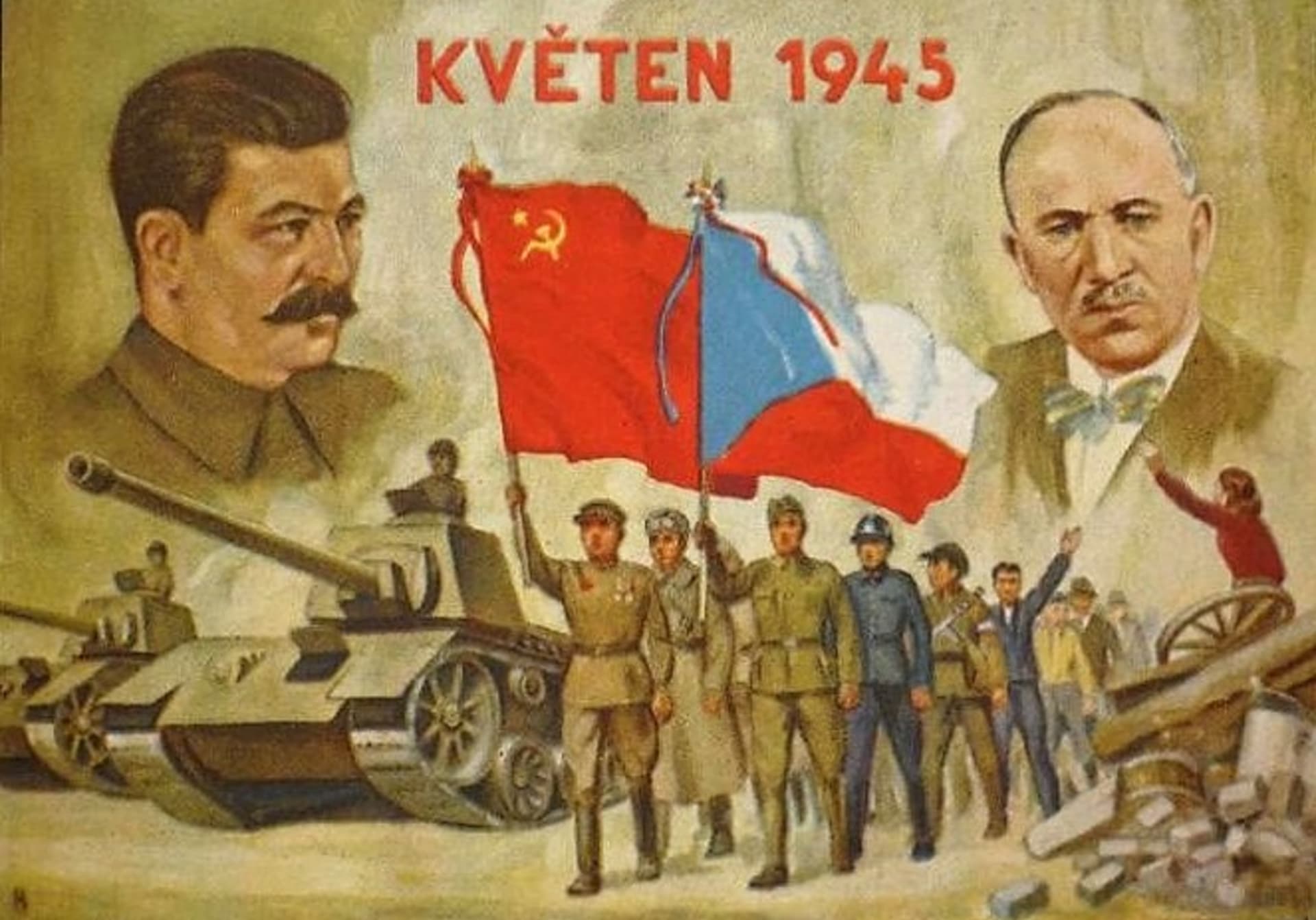 Jednu nesvobodu v květnu 1945 vystřídala nesvoboda nová. (dobová pohlednice, zdroj: Aukro)