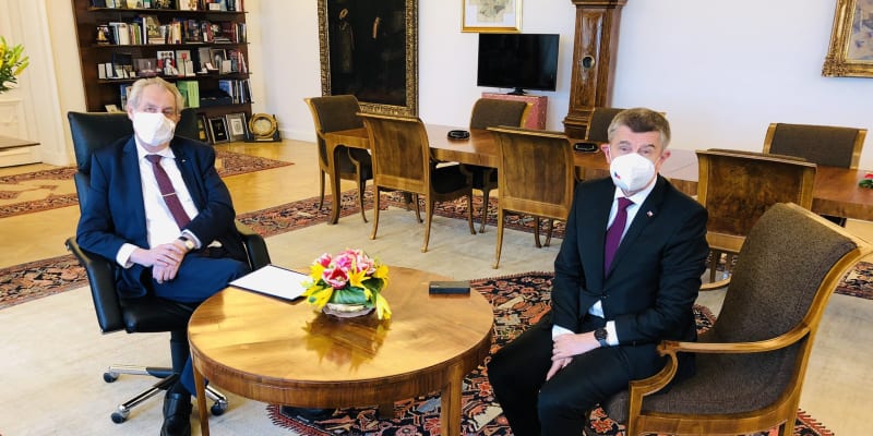 Andrej Babiš na schůzce s prezidentem Milošem Zemanem