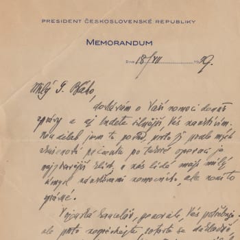 Dopis prezidenta T. G. Masaryka nemocnému přednostovi Vojenské kanceláře Pražského Hradu Sylvestru Bláhovi. (Autor: Archiv Dagmar Hamšíkové)