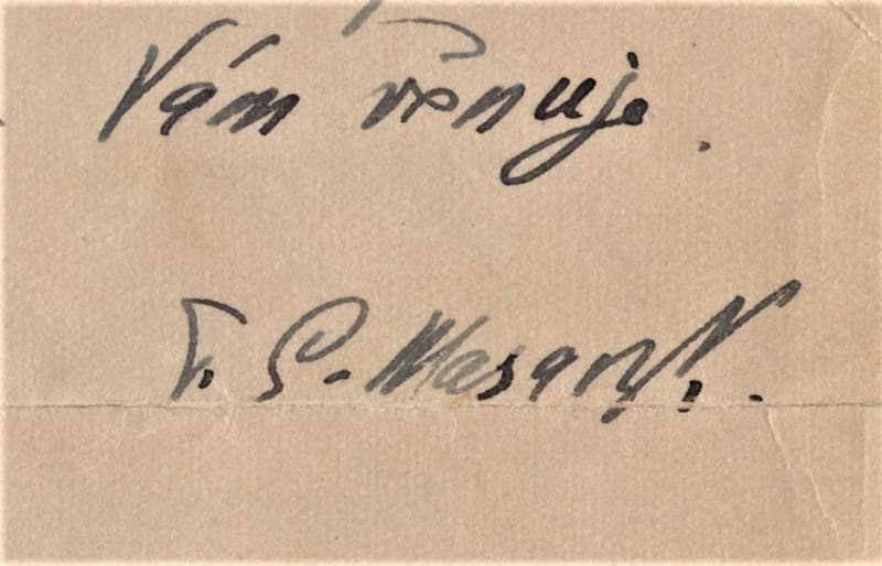 Podpis T. G. Masaryka z 18. července 1929. (archiv Dagmar Hamšíkové)