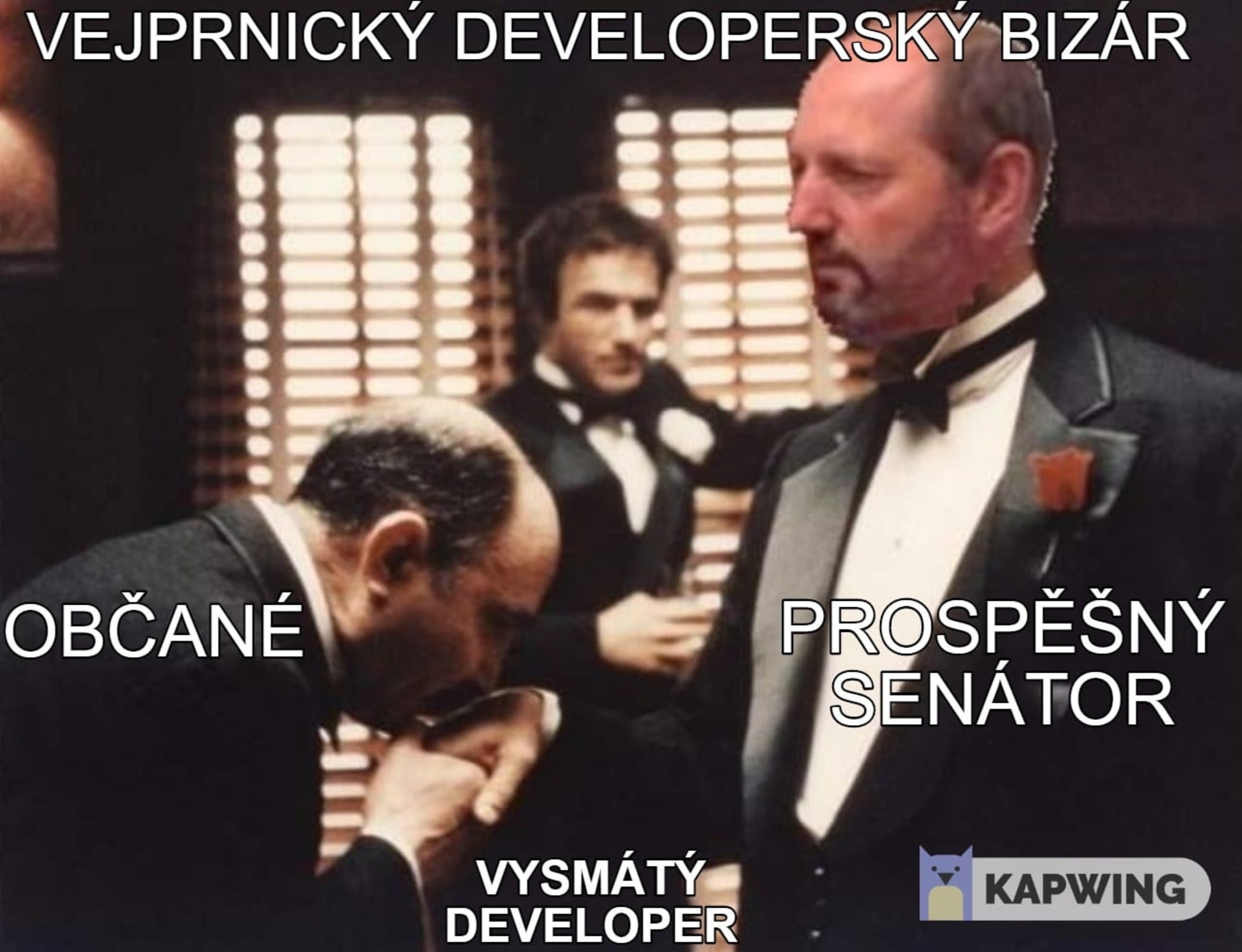 Tuto koláž, kde je senátor za ODS Pavel Karpíšek vylíčen jako sicilský mafián, má na svědomí pirátský krajský zastupitel Jiří Pek. 