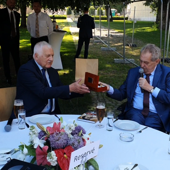 Prezident Mloš Zeman na oslavě narozenin Václava Klause
