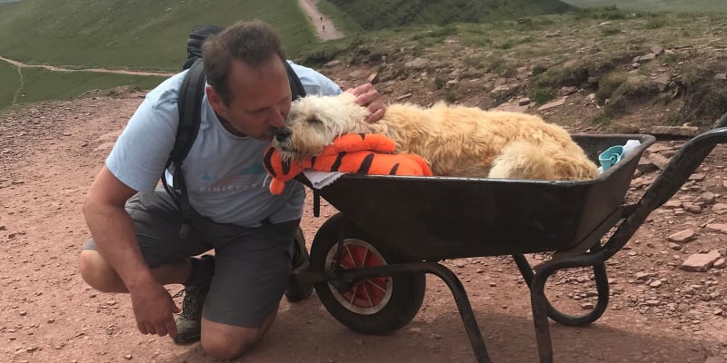 Carlos Fresco vyvezl svého umírajícího psa Montyho na jejich oblíbený vrchol. (autor: Facebook/The Brecon and Radnor Express)
