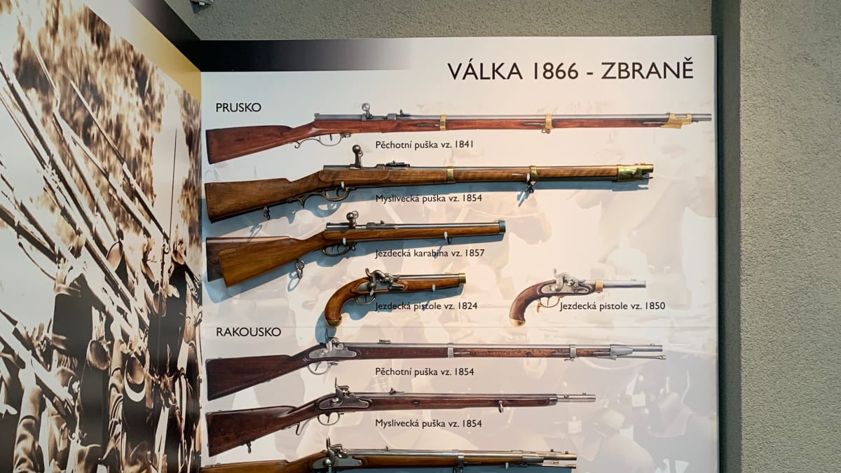 Muzeum války Chlum 1866  zbraně používané v bitvě u Hradce Králové