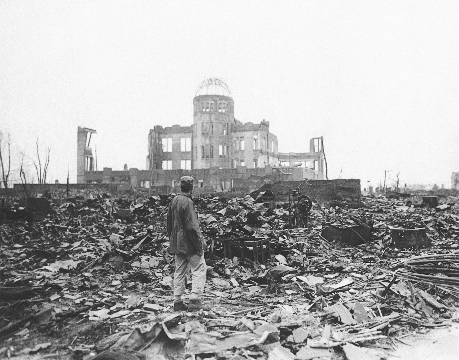 Takto vypadal Průmyslový palác v Hirošimě po výbuchu jaderné bomby. 