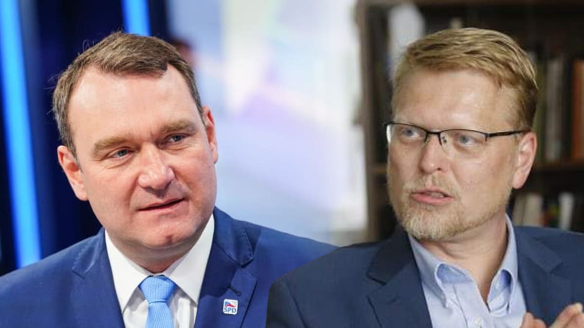 Expředseda lidovců Pavel Bělobrádek a poslanec Radim Fiala z SPD.