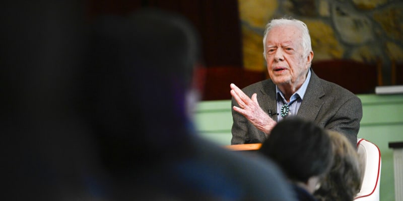 Jimmy Carter přednáší na náboženské nedělní škole v Georgii v roce 2019