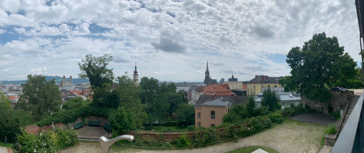 Výhled z terasy muzea Linzer Schloss