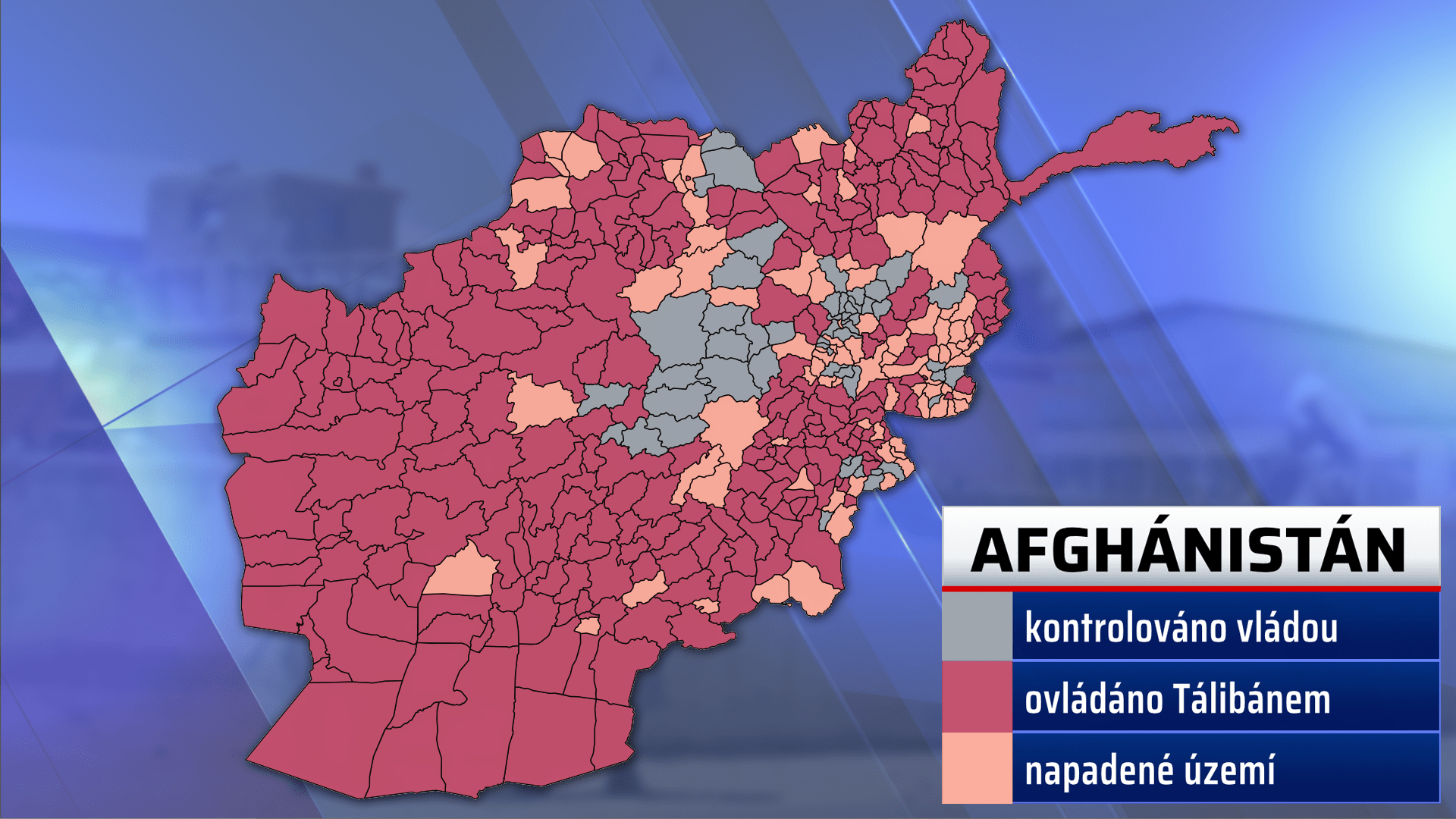 Mapa postupu Tálibánu Afghánistánem
