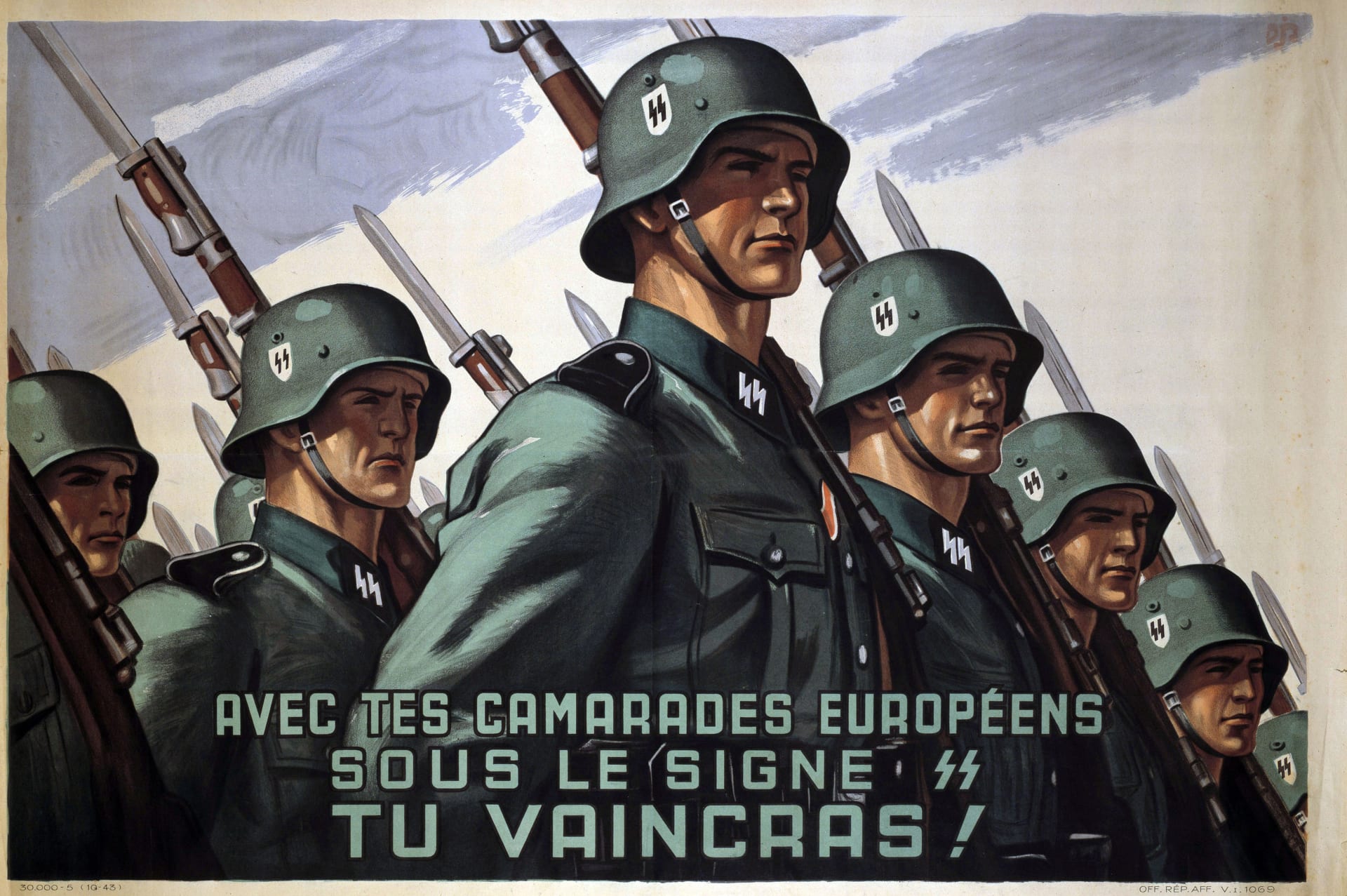 Němci se snažili Francouze získat na svou stranu. Na plakátu je vyzývají, aby se přidali k jednotkám SS.