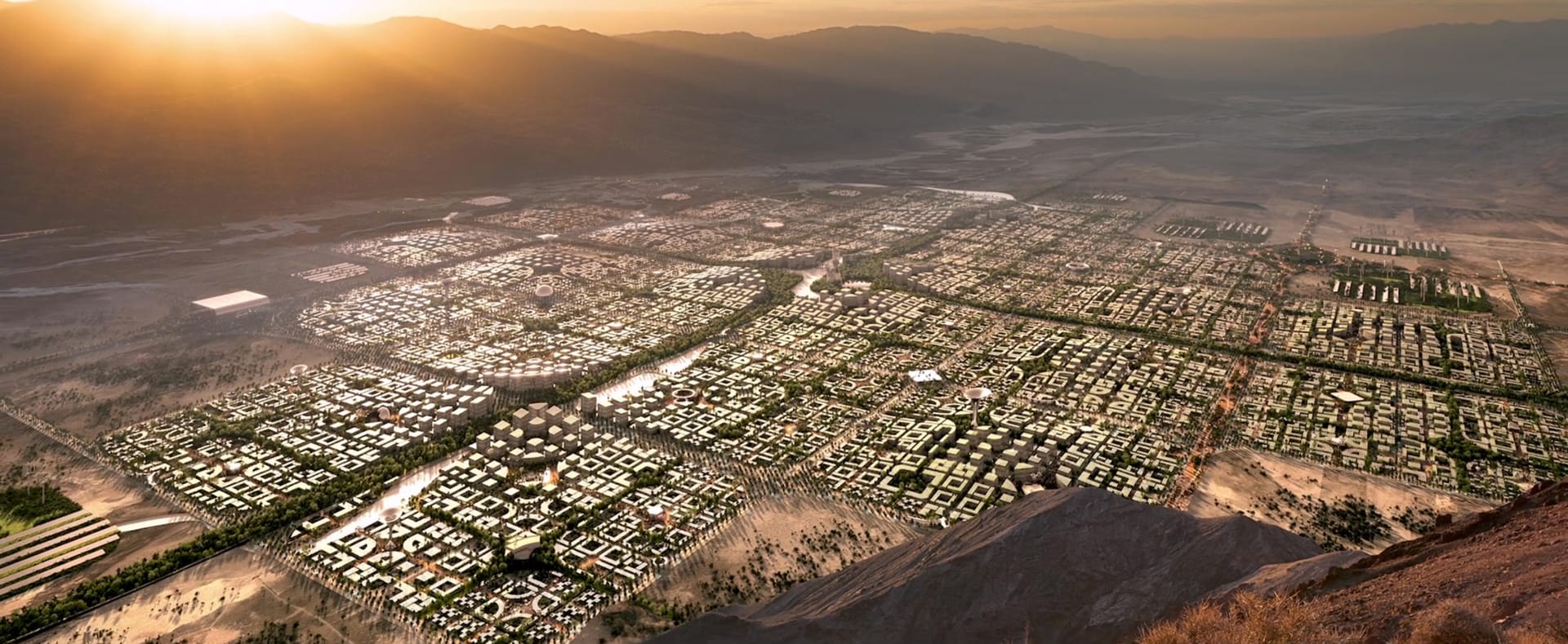 Nové supermoderní město Telosa, které by chtěl uprostřed pouště stavět miliardář Marc Lore.