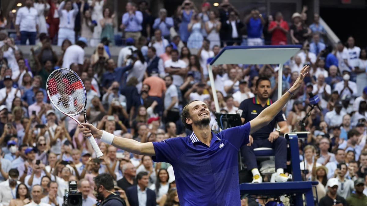 Daniil Medveděv se raduje z vítězství na US Open
