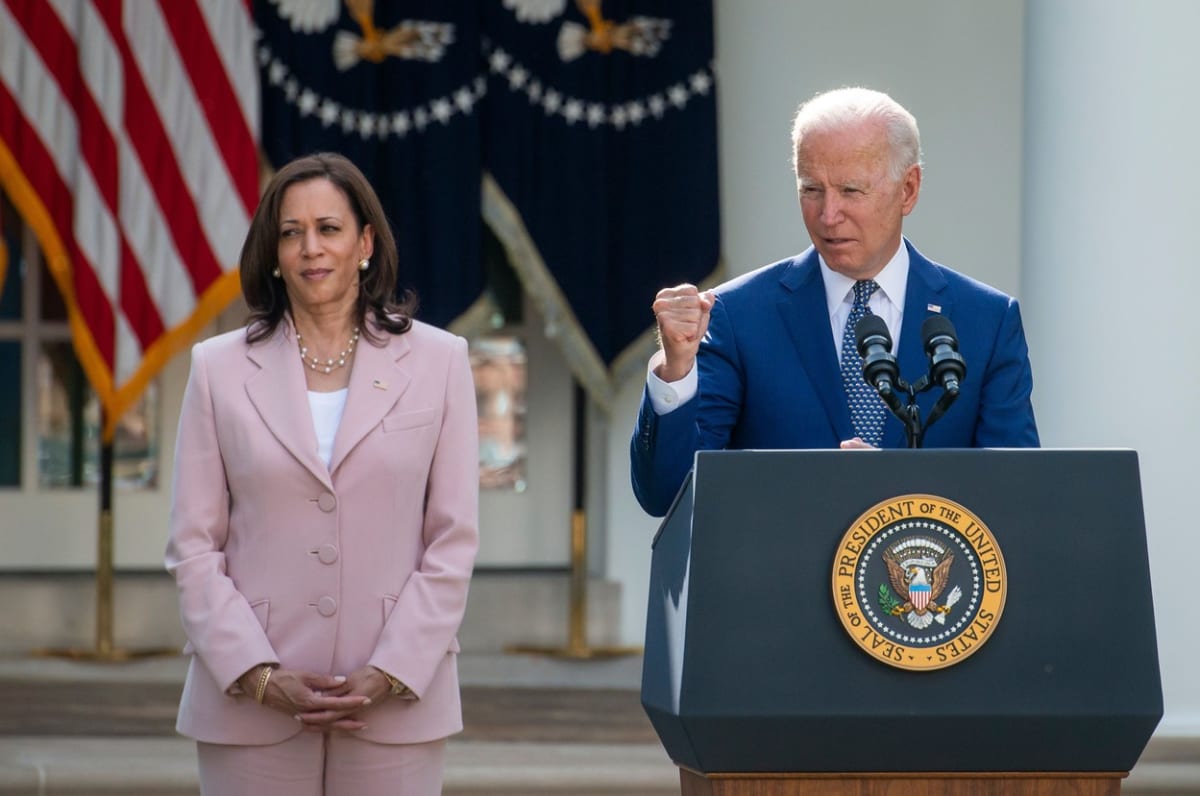 Viceprezidentka USA Kamala Harrisová a šéf Bílého domu Joe Biden