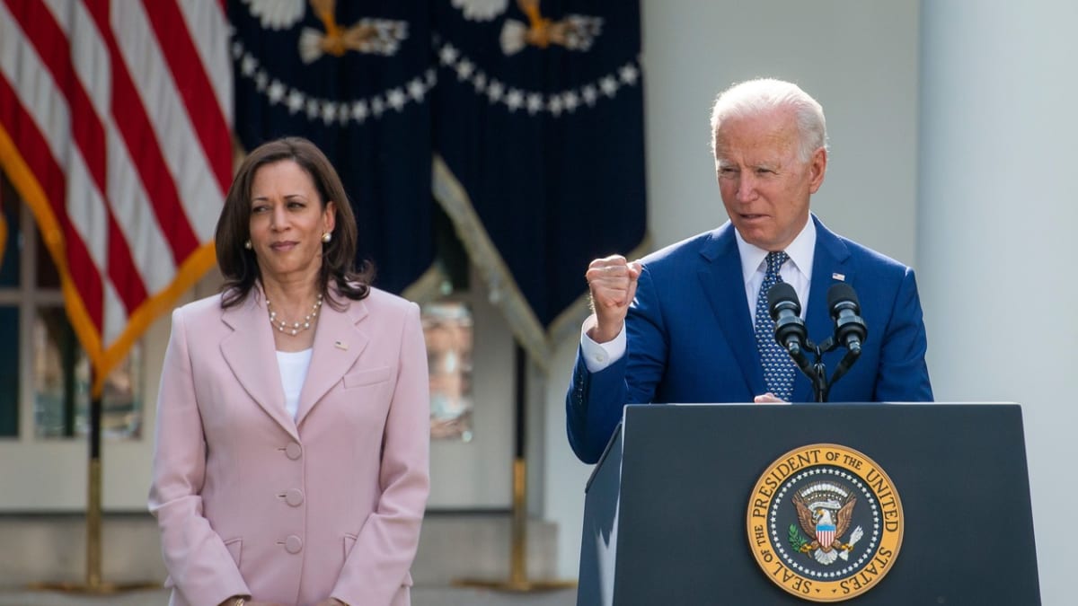 Viceprezidentka USA Kamala Harrisová a šéf Bílého domu Joe Biden