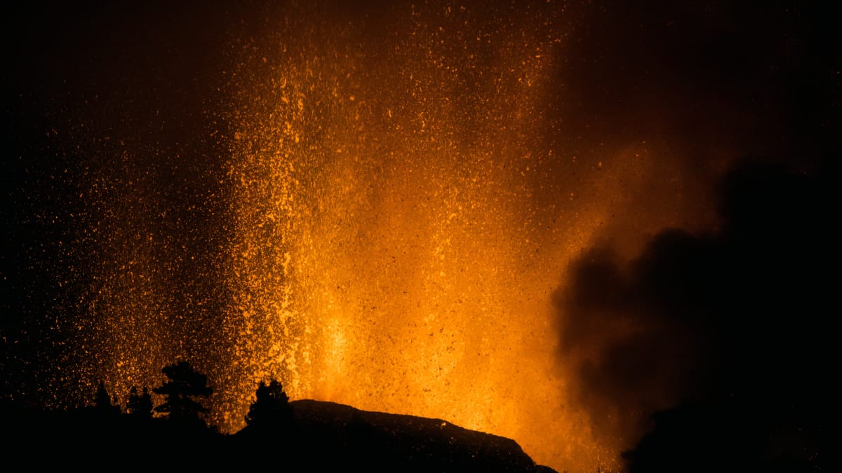 Sopka na španělském ostrově La Palma