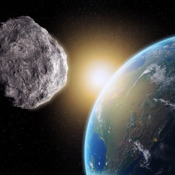 Asteroid o velikosti 190 metrů proletěl kolem Země. (ilustrační vizualizace)