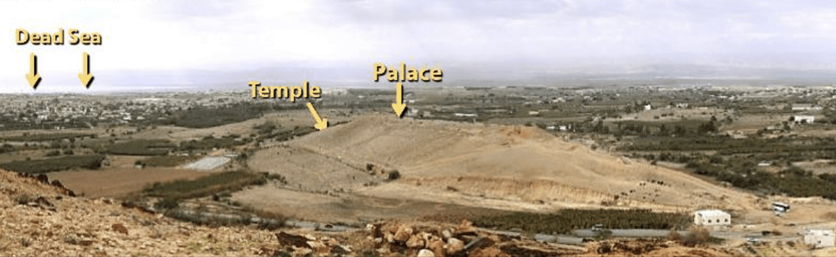 Lokalita středobodů zničeného města v oblasti Tall el Hammam