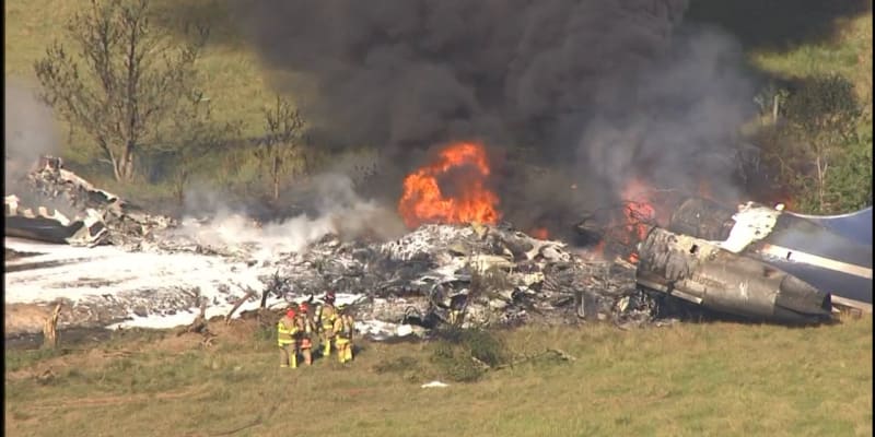 Záběry z havárie charterového letu z Houstou do Bostonu 