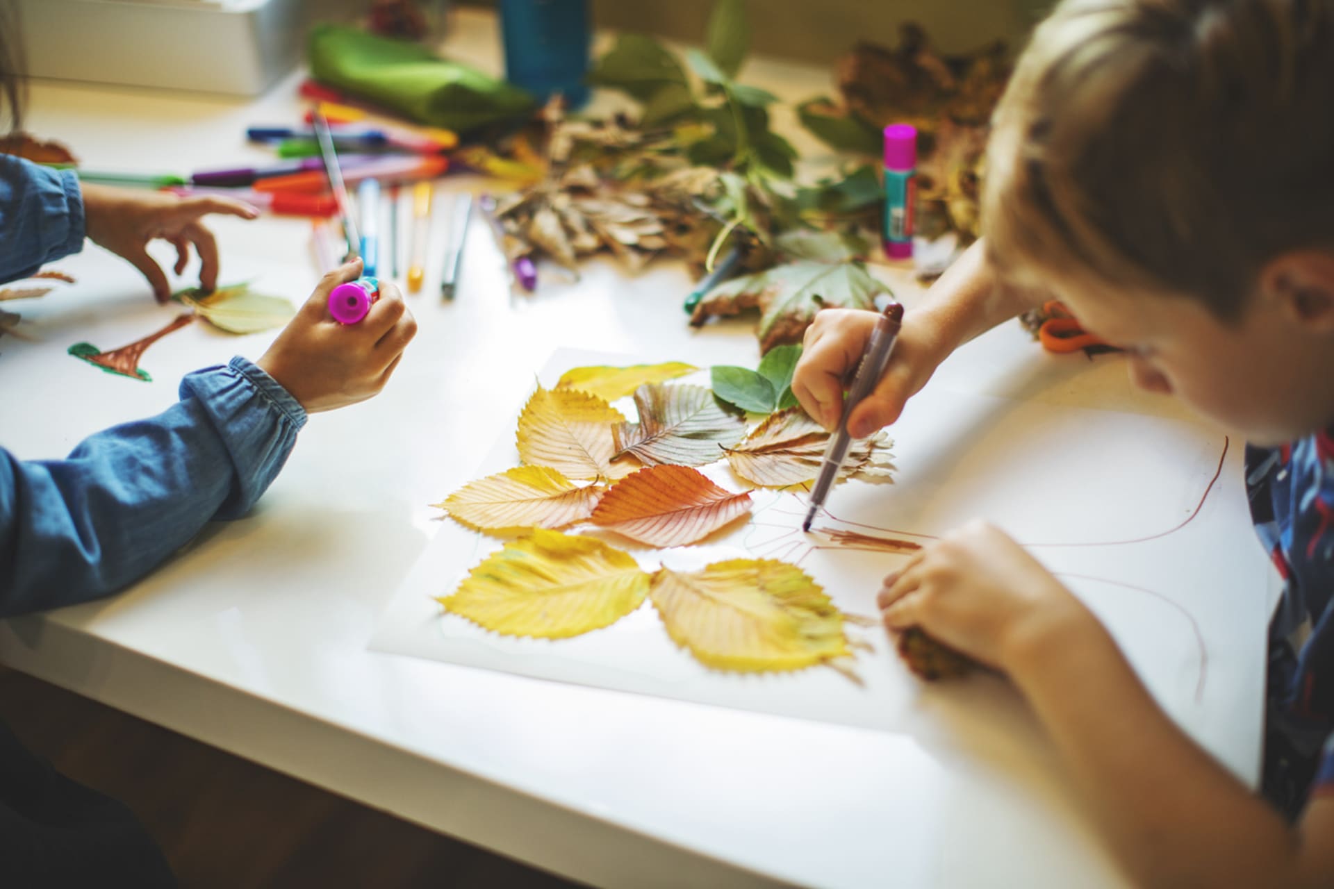 Ukažte dětem, jak vytvořit veselé koláže, svícny i věnce z barevných listů 1