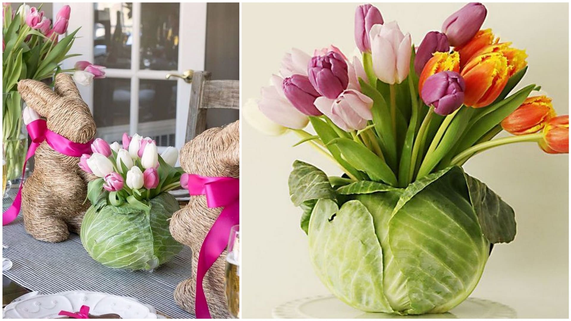 Tulipány v zelí: Bláznivý nápad? Kdepak! Výborný tip na netradiční vázu. 4