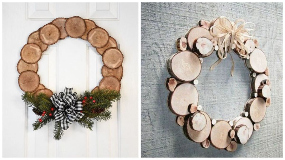 Vánoční ozdoby a dekorace z dřevěných koleček 10