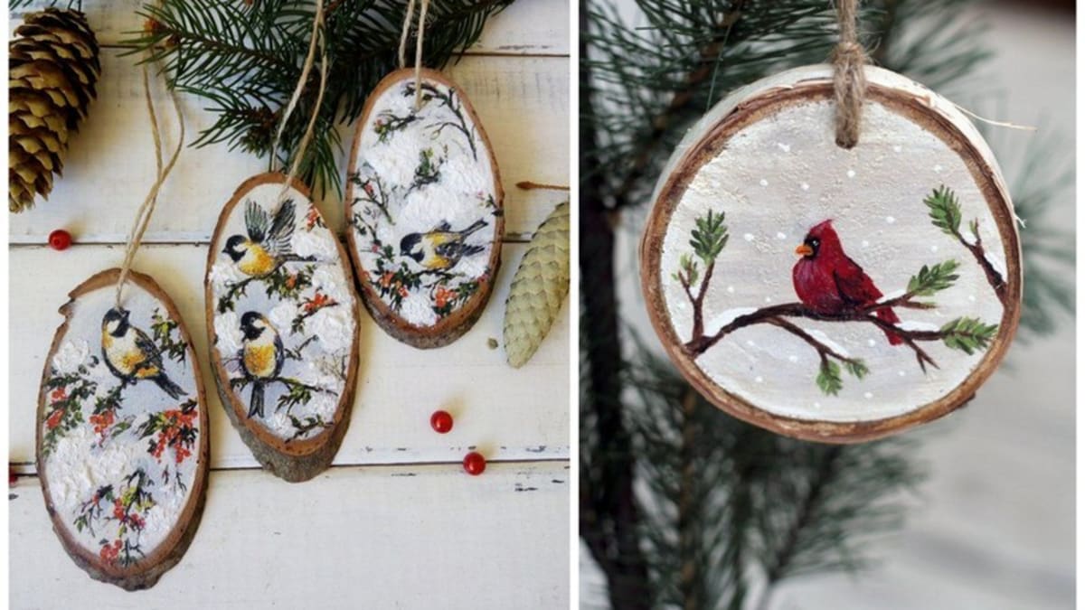 Vánoční ozdoby a dekorace z dřevěných koleček 4