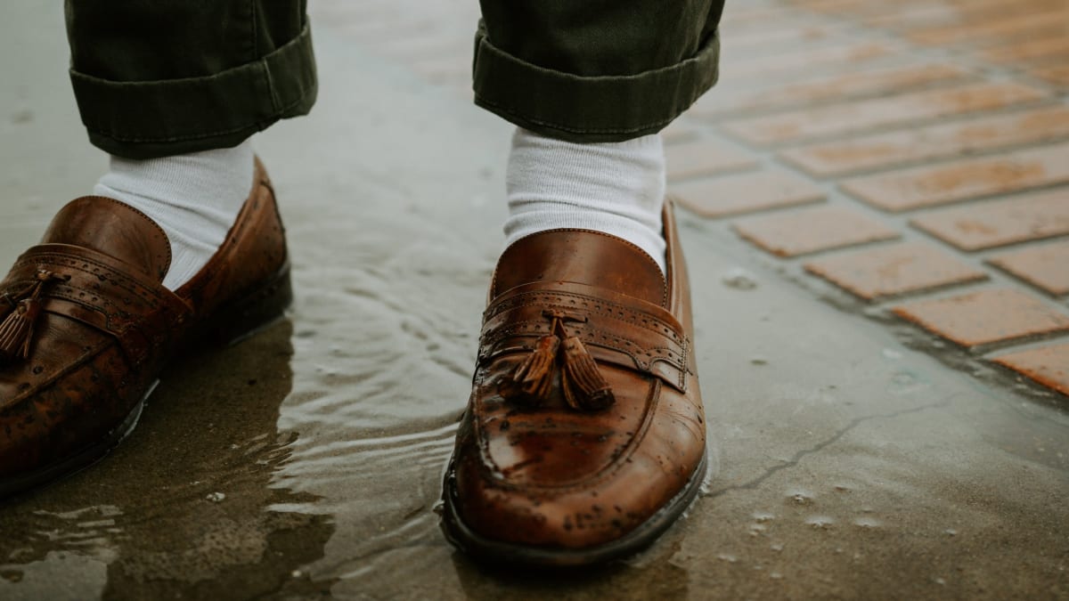 Kožené boty mokrá ponožka
