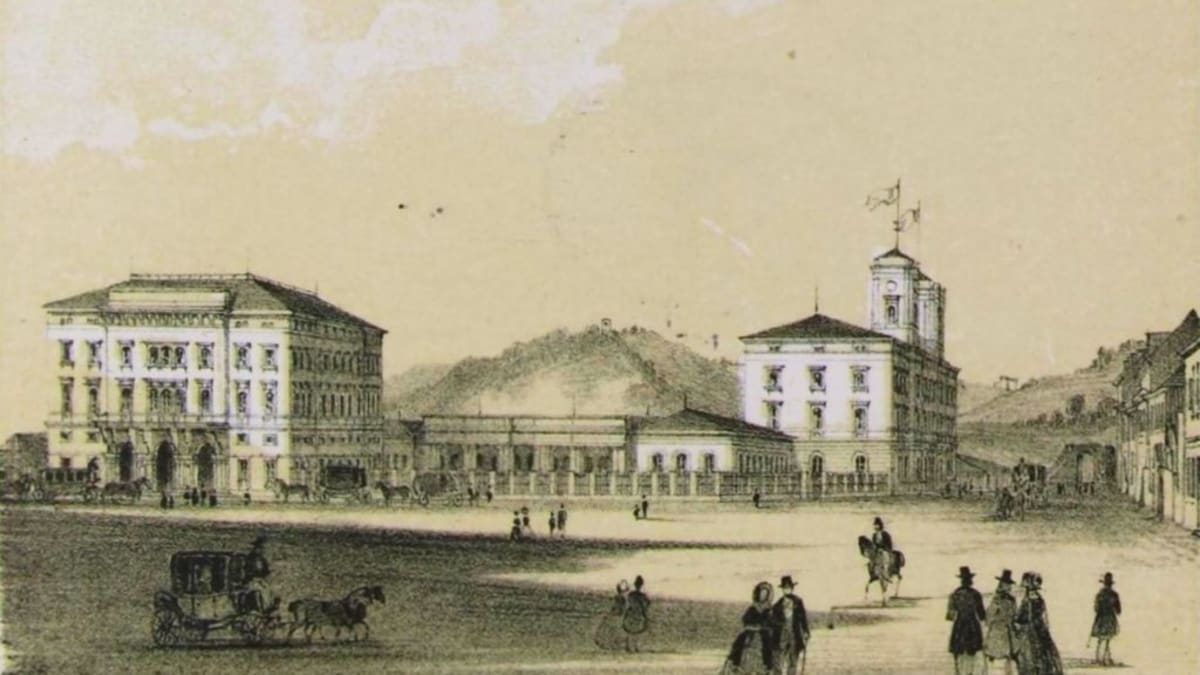 Pražské nádraží v roce 1845.